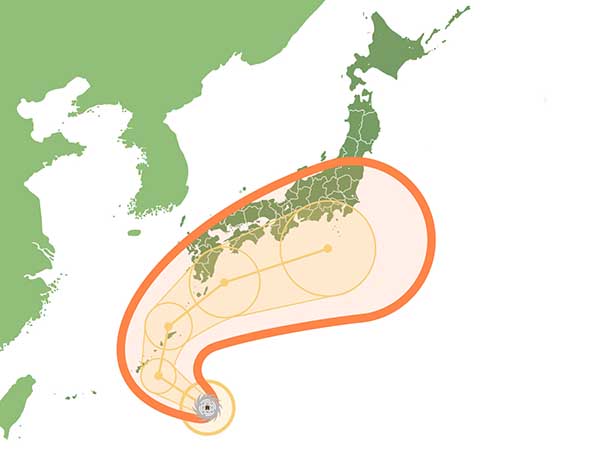 気象台が発表する「台風情報」、「警報・注意報」など情報の入手を行う